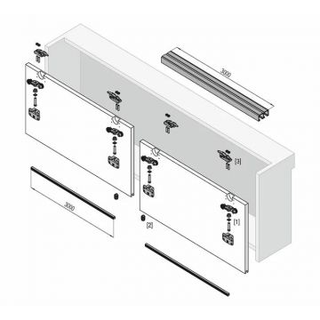 Onderdelen schuifdeurkast inliggend | Max 50kg of 80kg | Optioneel inclusief softclose | Systeem 1050