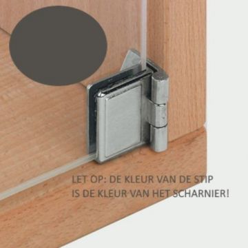 Glasdeurscharnier - INLIGGEND - zink-aluminium legering met zwart matte afwerking - Glasdikte max 5 mm - Openingshoek 170° - zonder glasboring